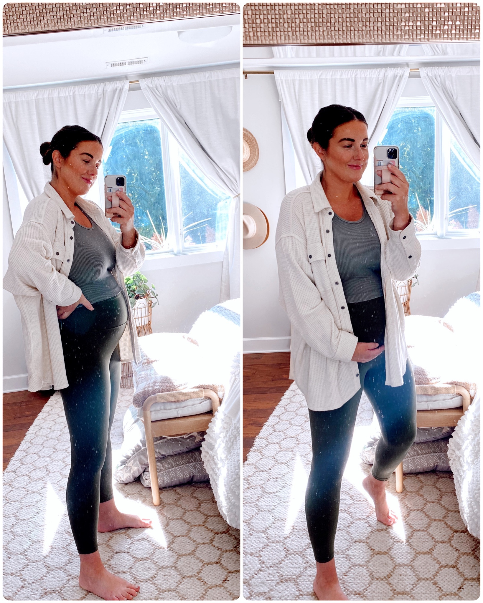 Shaket is oversized so I stuck to my true size. 
These leggings are so comfy for pregnancy. Size up one size! 


#LTKstyletip #LTKunder100 #LTKbump