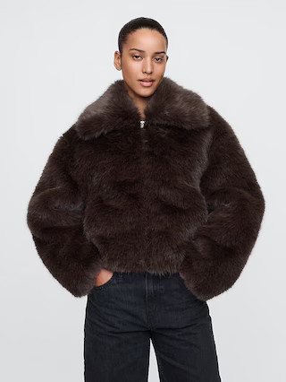 Cropped Faux Fur Jacket | Gap (US)