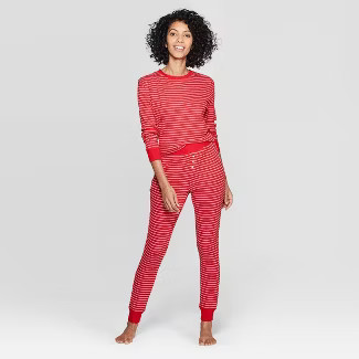 Women's Striped Thermal Sleep Pajama Set - Stars Above™ Red | Target