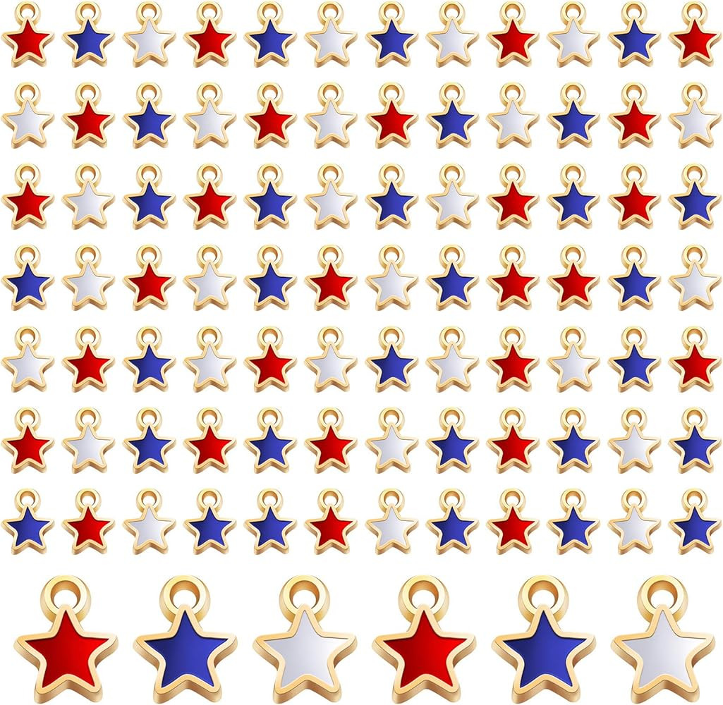 Kenning 108 Pcs 4th of July 250th Anniversary Memorial Day Star Mini Charms for Jewelry Making Wo... | Amazon (US)