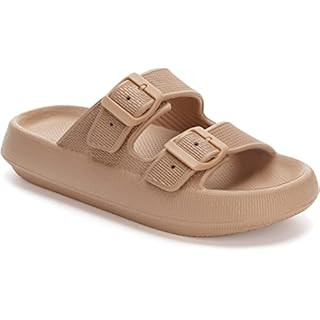 Amazon.com | LUFFYMOMO Adjustable Slip on Eva Double Buckle Slides for Womens(10 M US Pink) | Sli... | Amazon (US)