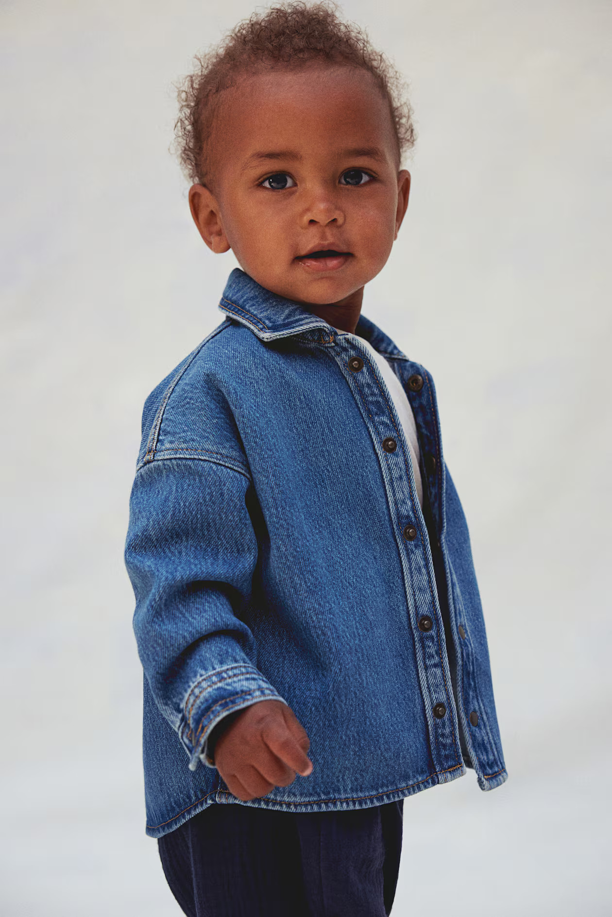 Cotton-blend Denim Shirt - Long sleeve - Regular length - Denim blue - Kids | H&M US | H&M (US + CA)