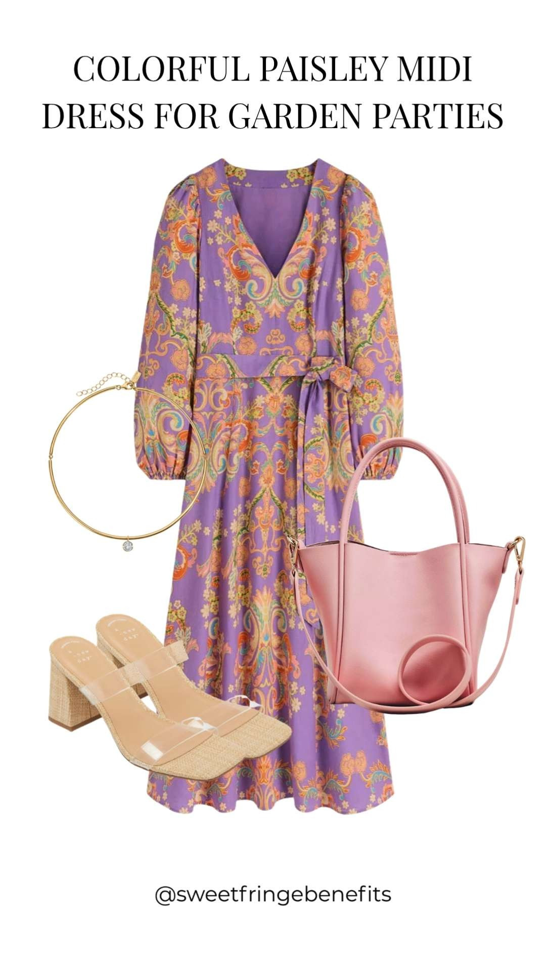 A dreamy summer statement dress. Loving the feminine paisley print, soft lavender tones, and elegant silhouette of this gorgeous midi dress 🫶🏻 

 #LTKootd #LTKSeasonal #LTKOver40