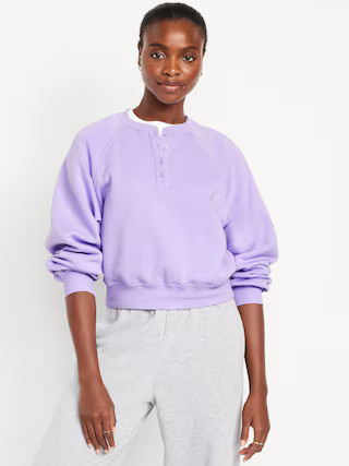 SoComfy Oversized Button-Front Sweatshirt | Old Navy (US)
