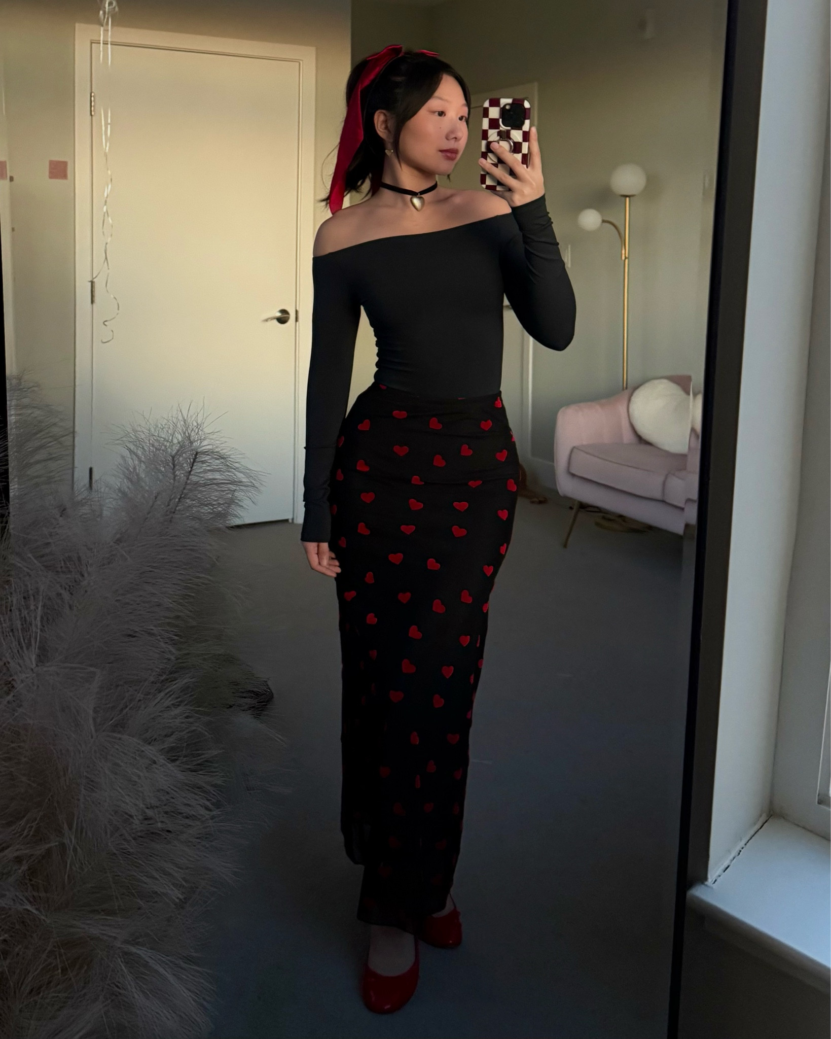 Off the Shoulder Bodysuit: upcoming RAYN, launching 3/29
Mesh Heart Maxi Skirt: sold out
Red Patent Bow Shoes: true to size

YesStyle code: VIVACIOUSHON 

Valentine’s Day outfit, date night, chic, date outfit, outfit ideaas

#LTKShoeCrush