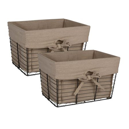 Medium Vintage Grey Wire Taupe Liner Basket - Set of 2 | Walmart (US)