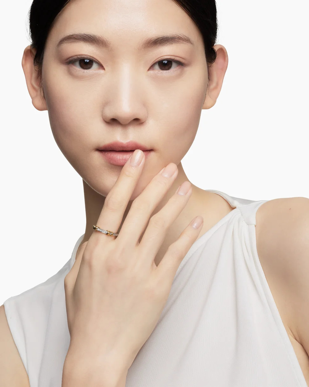 David Yurman | Petite Helena Wrap Band Ring in Sterling Silver with 18K Yellow Gold and Diamonds,... | David Yurman