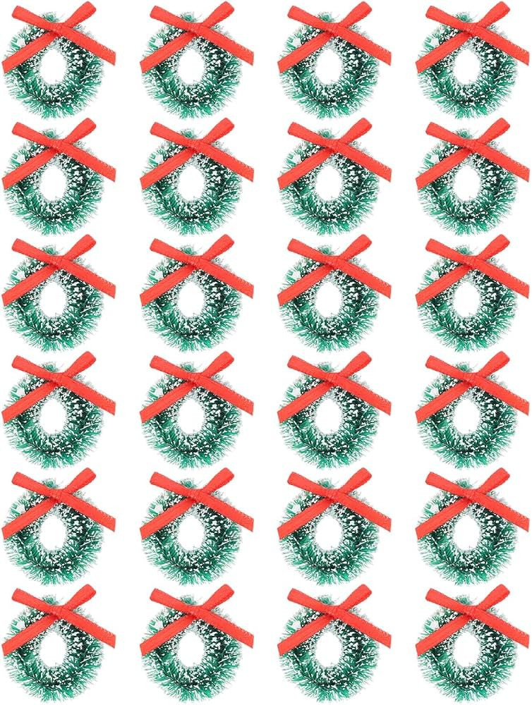 DECHOUS 24Pcs Mini Artificial Christmas Wreath: 1.2 Inch Miniature Dollhouse Wreath Ornaments for... | Amazon (US)