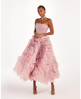 Womens Dramatically Flowered Tulle Dress | Macy's