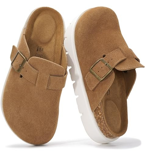 Project Cloud 100% Genuine Leather Platform Clogs for Women Footwear - Memory Foam Arch Support Cork Footbed Casual Shoes & Mules for Women 2026 (Benton Chunky, CHSTNUT, 8.5) Chestnut | Amazon (US)