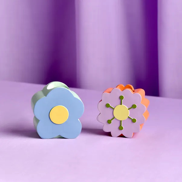 Set of 2 Raspberry Blossom Flower Candlestick Holders | Dunelm (migrated)