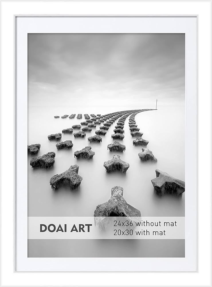 DOAI ART 24x36 Poster Frame White without Mat for Displaying 20x30 Pictures with Mat - Polished P... | Amazon (US)