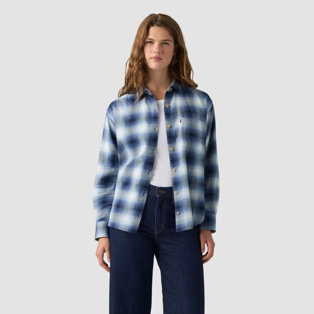 Levi's\u00ae Women'sShirt Nash Flannel - Blue Plaid M | Target