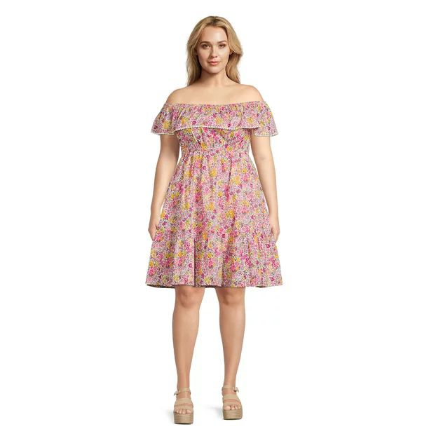 Terra & Sky Women's Plus Size Off The Shoulder Dress - Walmart.com | Walmart (US)