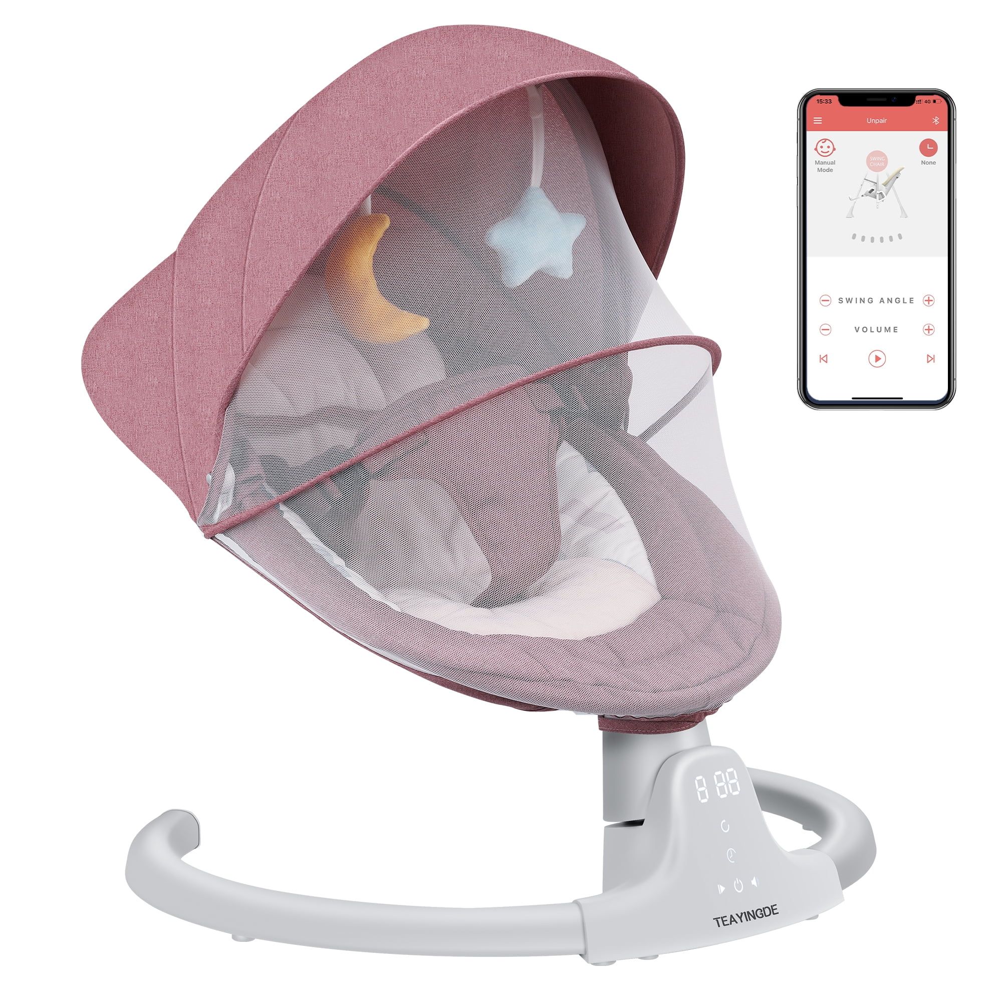 Baby Swing for Infants, Compact & Portable, 5 Speed, 10 Lullabies, Remote Bluetooth APP Control, ... | Walmart (US)