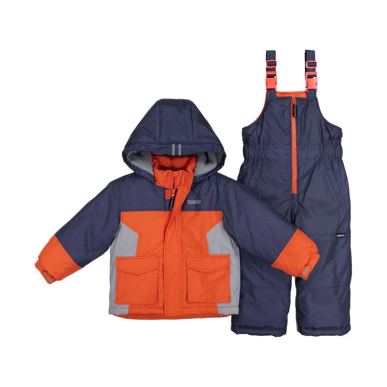 Toddler Boy OshKosh B'gosh® Heavyweight Hooded Winter Jacket & Bib Overall Snow Pants, Size: 2T, Orange | Kohl's