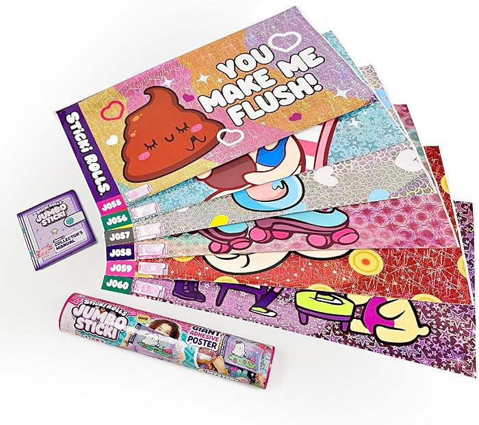 Sticki Rolls Jumbo Stickies – 6-Pack Capsule | 72 Giant Re-Stickable Foil Stickers | 12 Unique ... | Amazon (US)