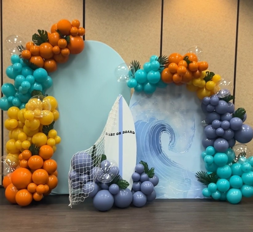 Baby on board surf theme baby shower balloon backdrop 

#LTKBaby #LTKKids #LTKParties