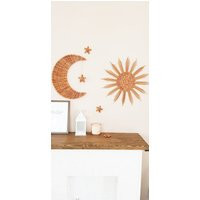 Nursery Wicker Wall Decor, Sun Basket, Moon Hanging, Wicker Moon Wall Moon, Sun | Etsy (US)