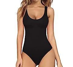 MANGOPOP Women's Round Neck Sleeveless T Shirt Tank Top Bodysuits Jumpsuits | Amazon (US)