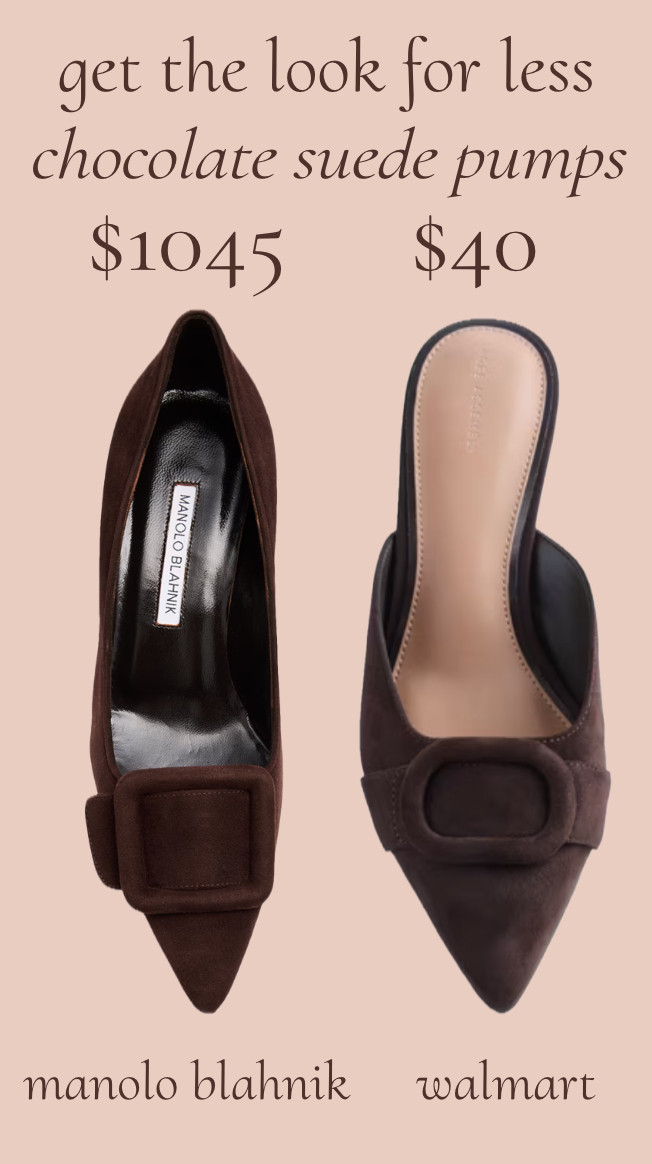 These walmart pumps look so much like the manolo blahnik heels for $1000 less!
.........
workwear work shoes work heels low heels comfortable heels chocolate heels chocolate shoes dressy shoes date night look walmart dupes walmart finds brown heels brown shoes brown accessories brown purse suede purse suede heels suede shoes fall trends buckle heel manolo blahnik dupe pointed toe heels pointed toe shoes luxury heels luxury dupe fall finds fall wedding look fall wedding guest dress fall wedding guest shoes  

 #LTKSaleAlert #LTKWorkwear #LTKWedding