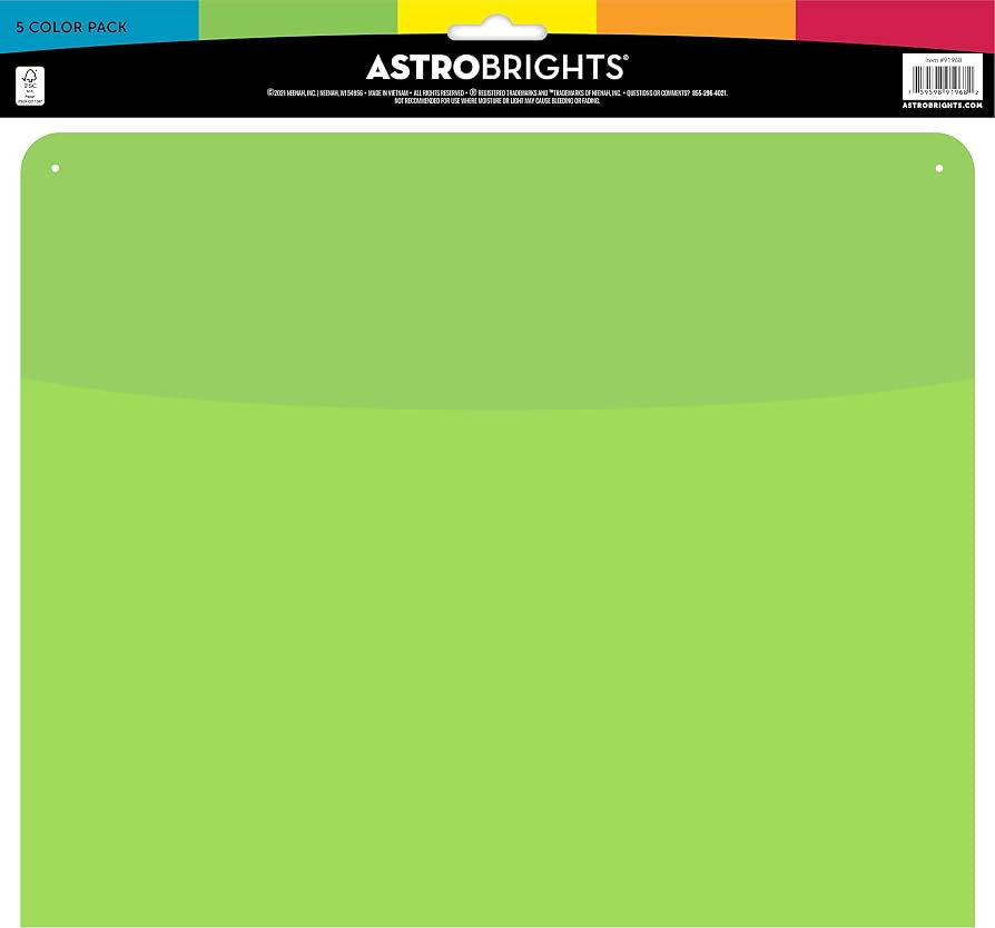Astrobrights Oversized Wall Pockets, 10" x 12", 5-Color Assortment (91968) | Amazon (US)
