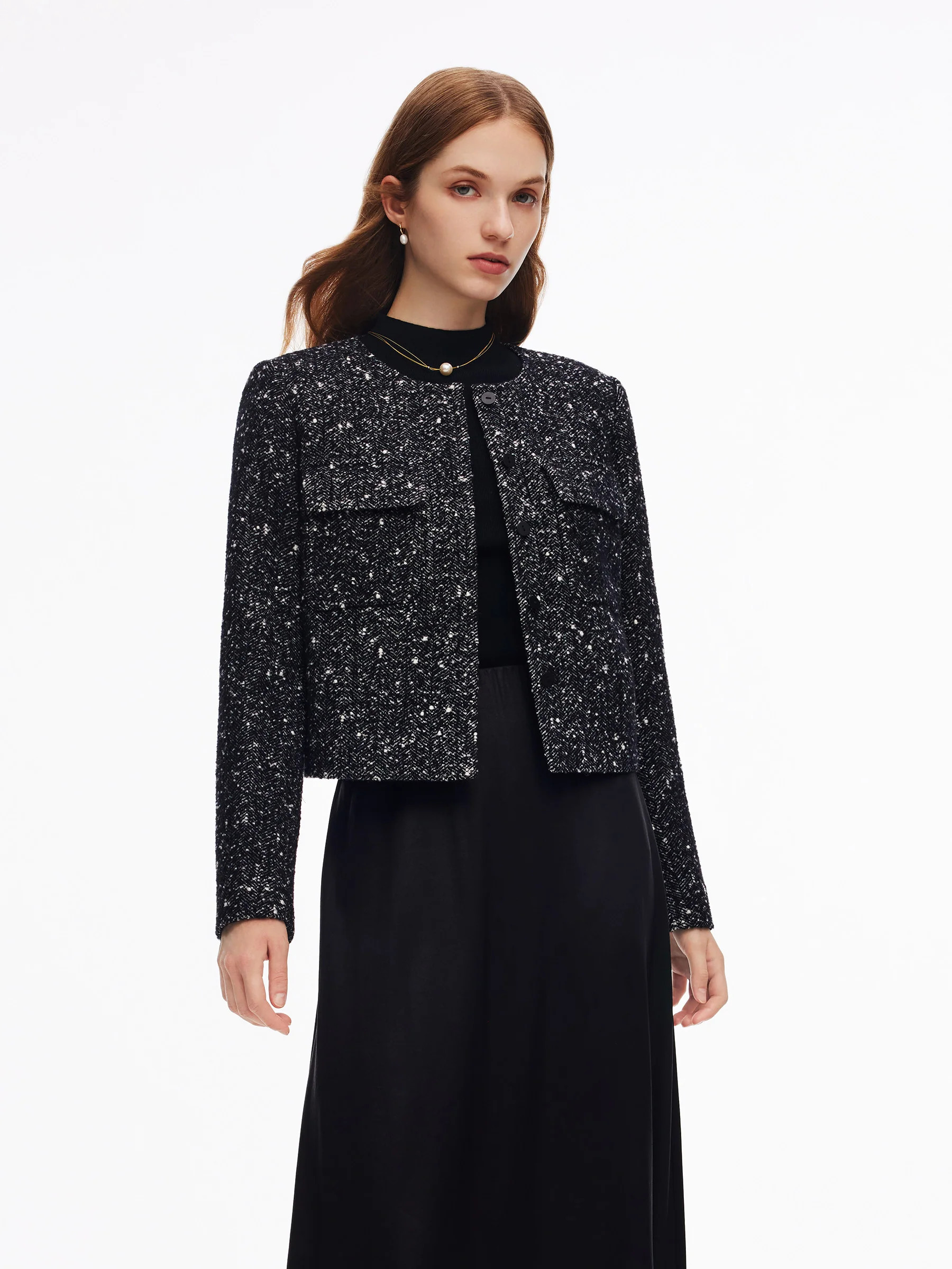 [Preview] Veste Femme Col Rond en Laine Mélangée | GOELIA