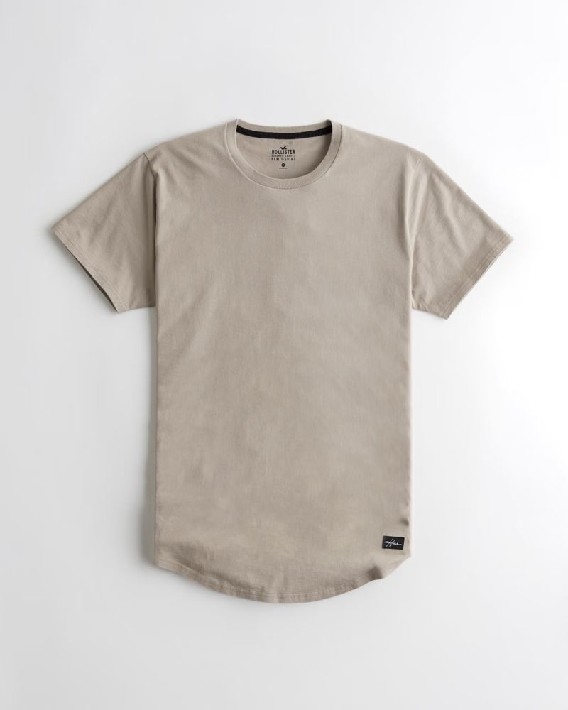 Longline Curved Hem T-Shirt | Hollister (US)