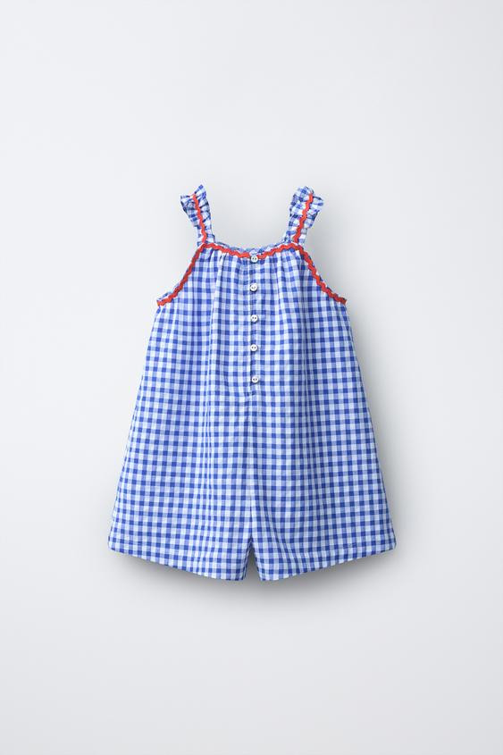 GINGHAM WAVE TRIM SHORT JUMPSUIT CASA LAWA X ZARA KIDS | Zara US