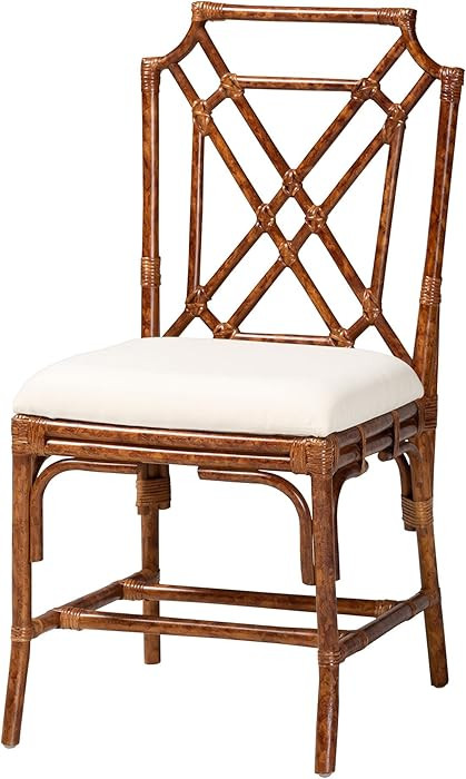 Bali & pari Esmery Marbled Tortoise Natural Rattan Dining Chair - Handcrafted Wicker Side Chair w... | Amazon (US)