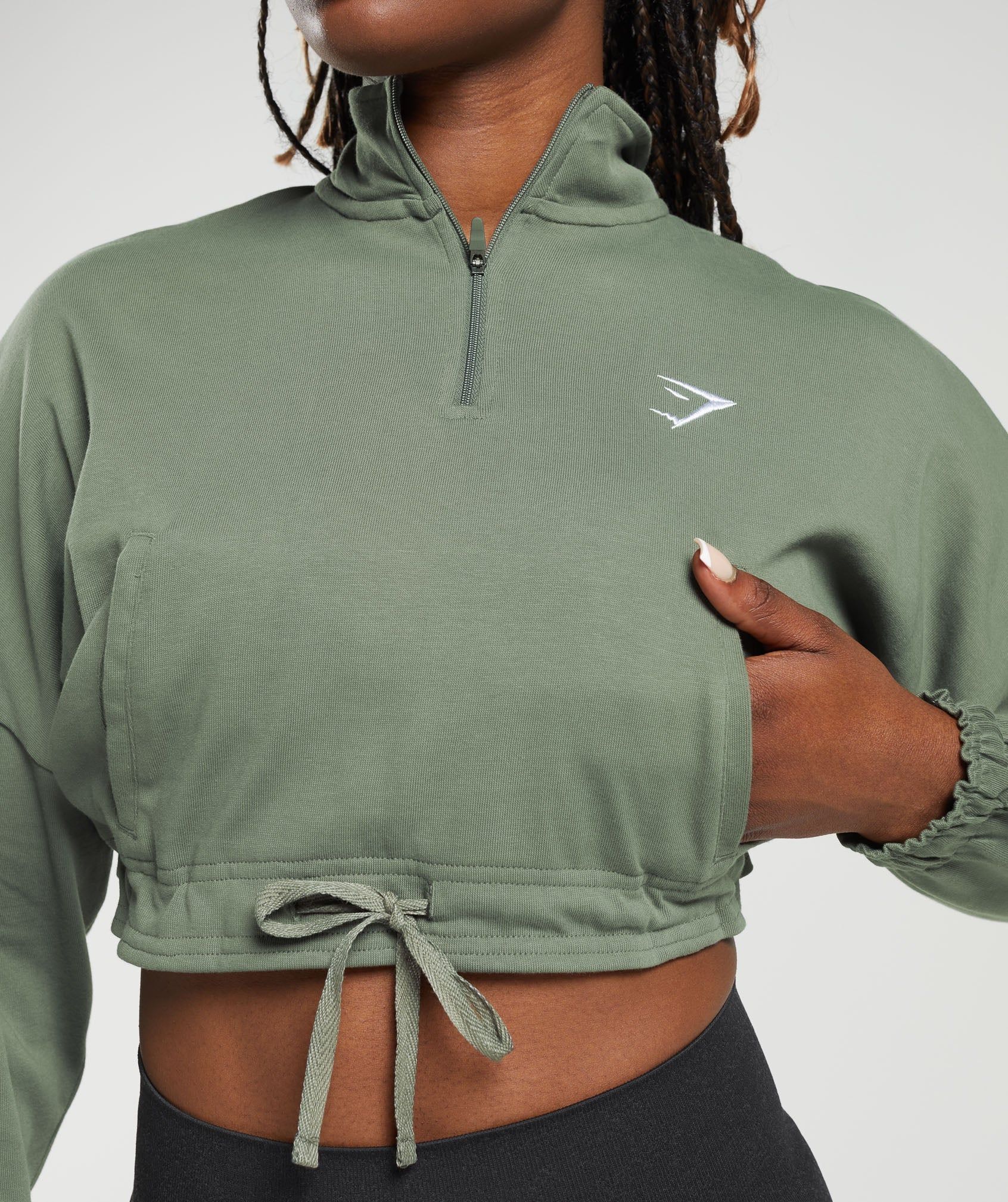 Lifting Lightweight 1/4 Zip Pullover Dusk Green | Gymshark US