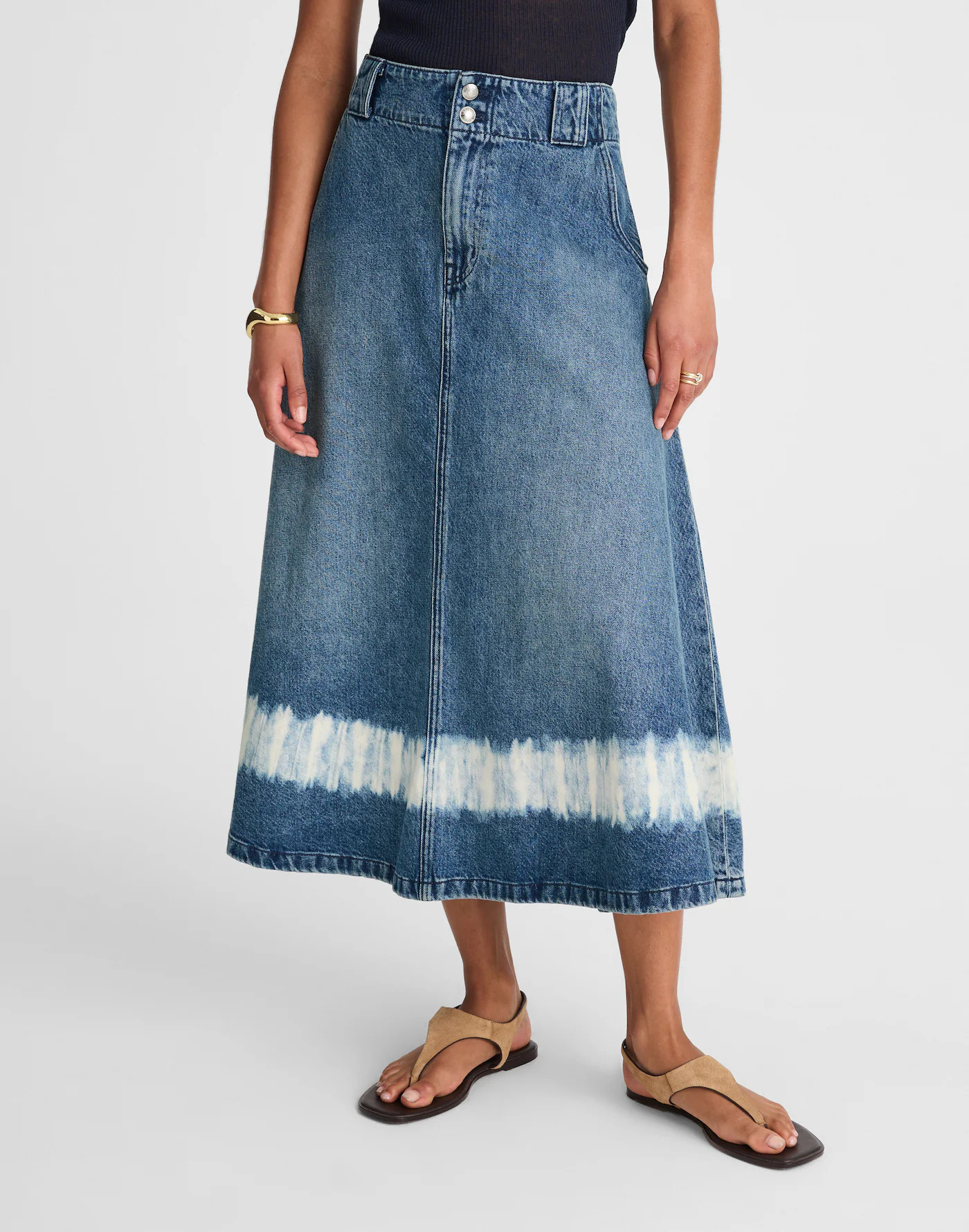 Shibori Denim A-Line Midi Skirt | Madewell