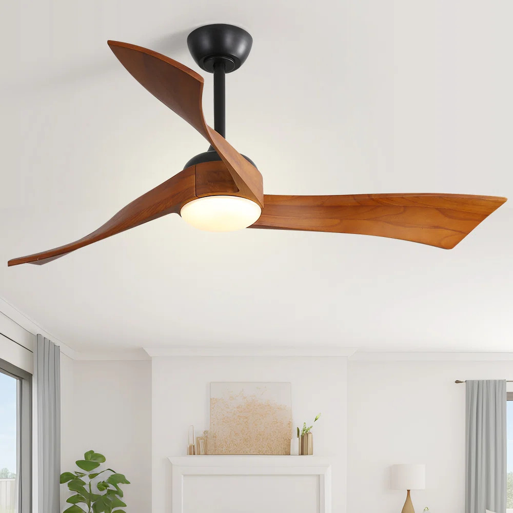 Kemp 52'' 3 - Blade Classic Propeller Ceiling Fan with Remote Control and LED Light Kit Included | Wayfair North America