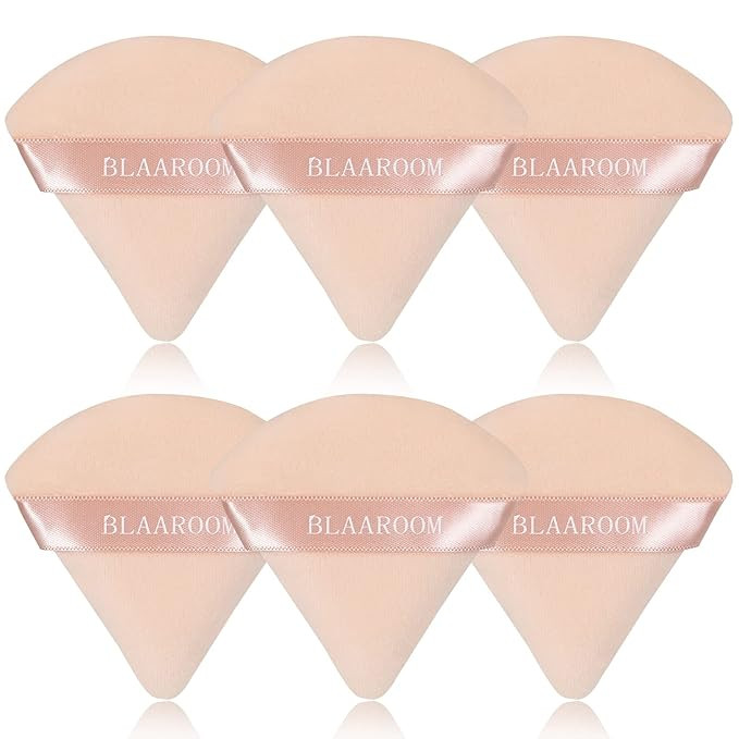 BLAAROOM 6 Pieces Powder Puff Face Makeup Velour Soft Triangle Powder Puffs for Loose Powder Mine... | Amazon (US)