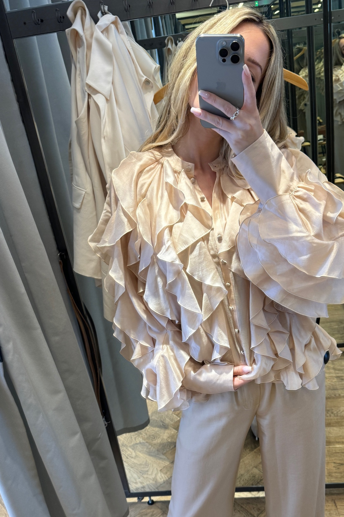 A ruffled pink nude blouse. I can think of so many cute ways to style it. Runs big, size down 💞 

#LTKworkwear #LTKstyletip #LTKparties