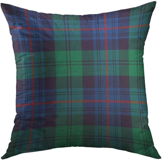 Mugod Decorative Throw Pillow Cover for Couch Sofa,Blue Plaid Armstrong Tartan Green Royal Home D... | Amazon (US)