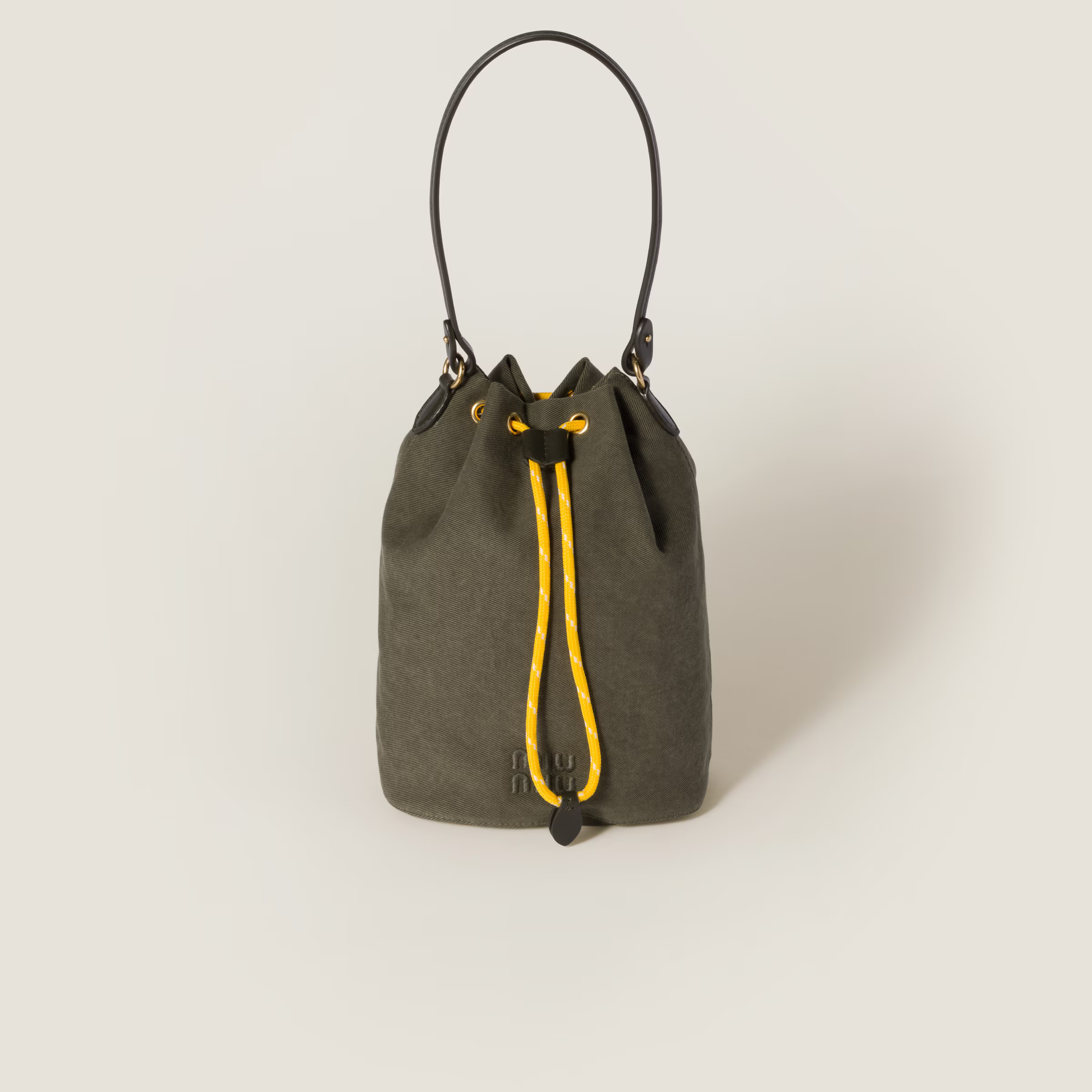Olive Green/yellow Gabardine Pouch | Miu Miu | Miu Miu US