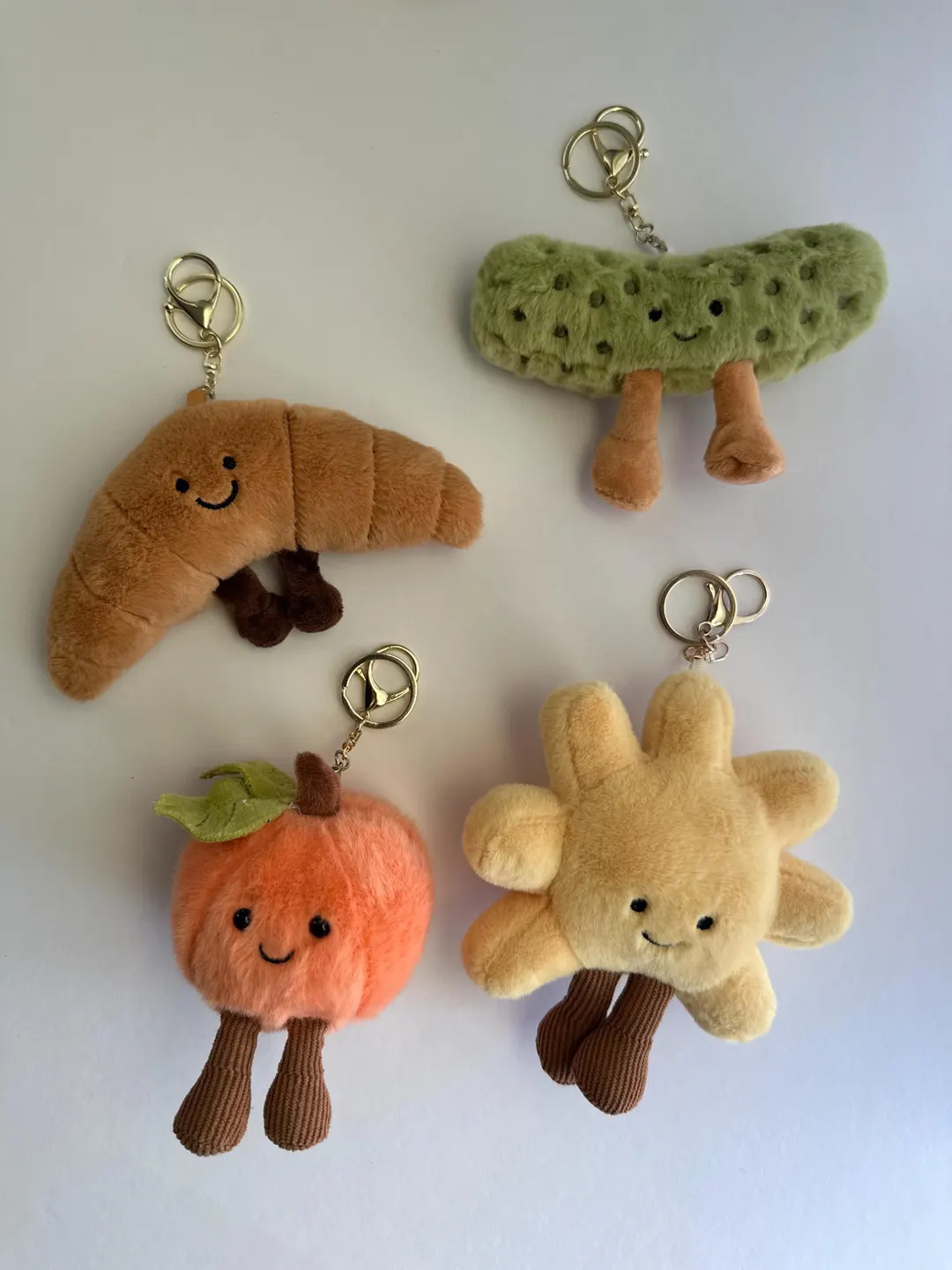 Kawaii Plush Food Charms: Croissant, Pickle, Peach & Sunshine - Etsy | Etsy (US)