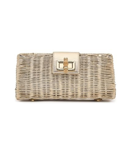Lilly Pulitzer, Women's, Leena Wicker Clutch, Gold Metallic, One Size | Amazon (US)