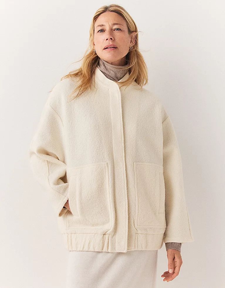 Boiled Wool Knitted Bomber Jacket | The White Company (UK)