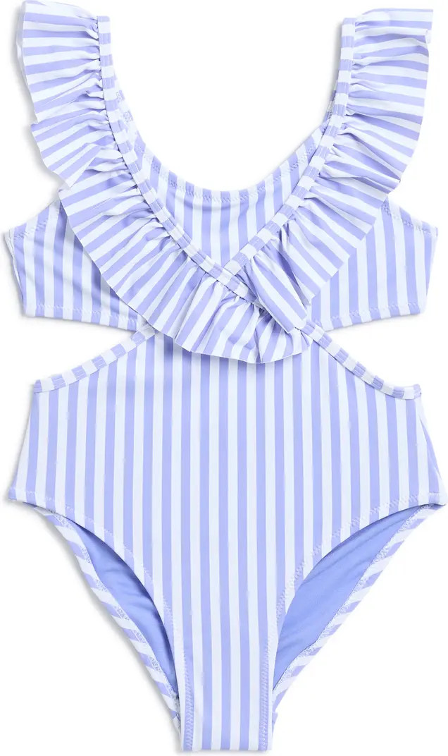 Habitual Kids' Stripe Ruffle Cutout One-Piece Swimsuit | Nordstromrack | Nordstrom Rack