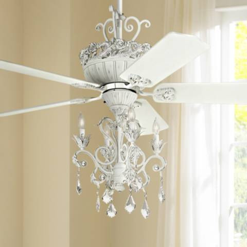 52" Casa Chic™ Rubbed White Finish Chandelier Ceiling Fan | Lamps Plus