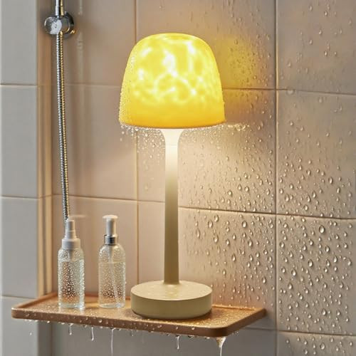 Funlenry Spa-Like Shower Lamp - Waterproof Bathroom Lamp with 16 Color Ocean Wave Projector, Rechargeable Shower Light with Touch & Remote Control, Cordless Light for Inside Shower/Bathtub | Amazon (US)