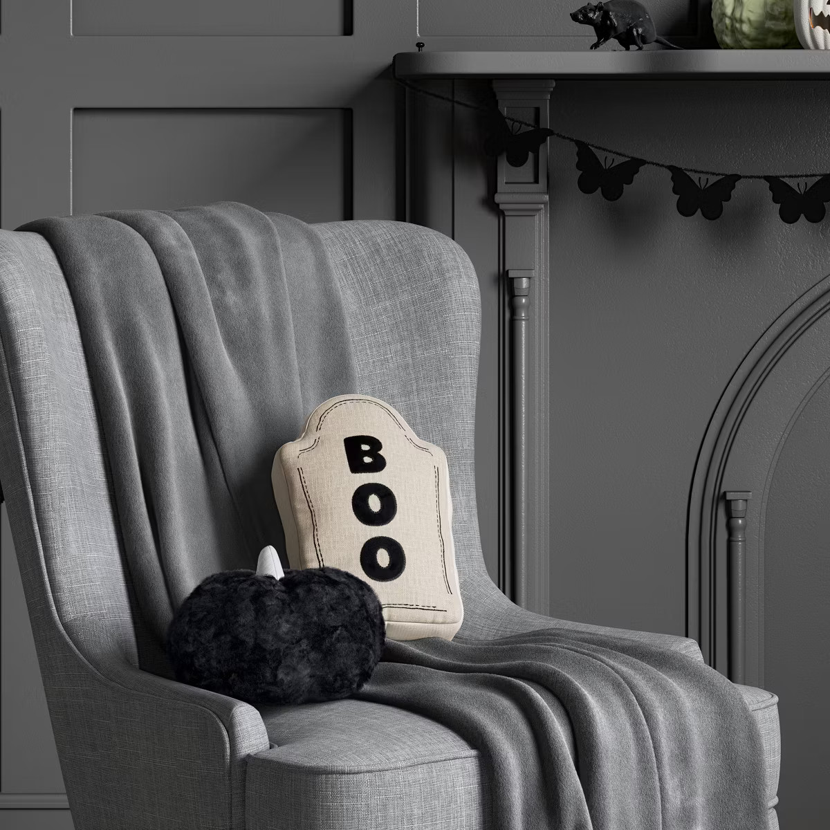 13"x9" Small 'Boo' Tombstone Novelty Shaped Throw Pillow Beige - Hyde and EEK! Boutique™ | Target