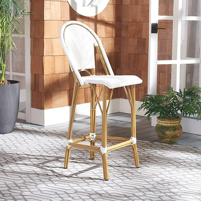 Safavieh PAT4008C Outdoor Collection Ford White French Bistro 30-inch Bstro Bar Stool | Amazon (US)
