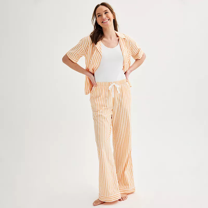 Women's Sonoma Goods For Life® Flowy High Rise Poplin Pajama Pants | Kohl's