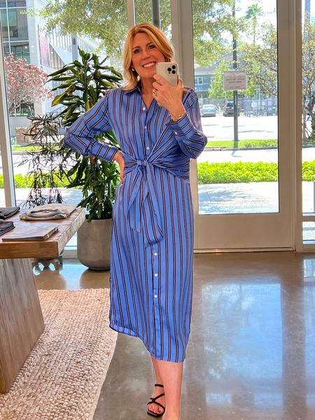 Satin shirt dress with wrap front. Fabulous look and fit! Crisp and structured yet very comfy! Add a blazer or fun clutch for a festive look. Workwear ready!  Runs tts. 

#LTKstyletip #LTKworkwear #LTKHoliday