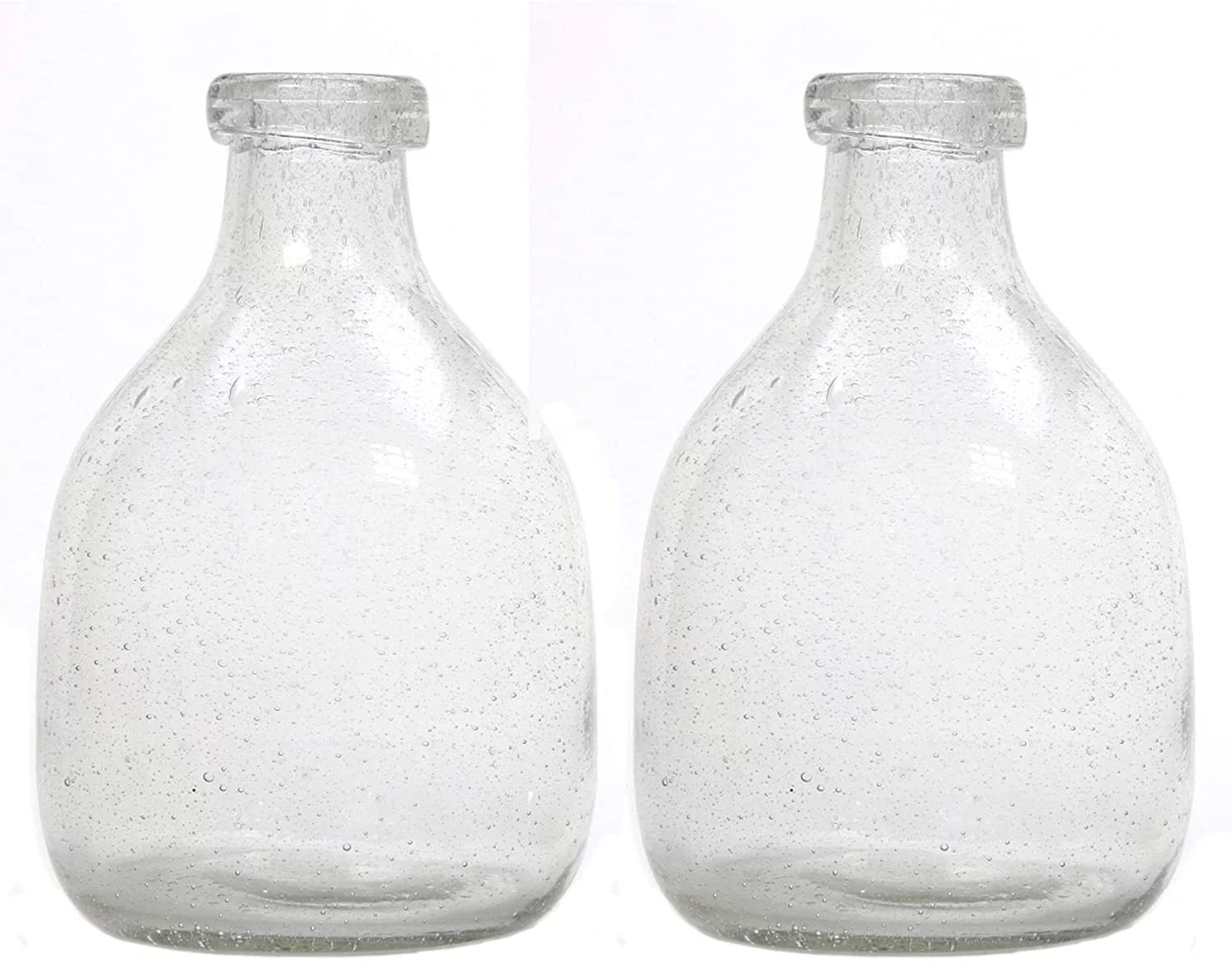 Hosley's Set of 2, 7 inch Clear Glass Bottle Vases - Walmart.com | Walmart (US)