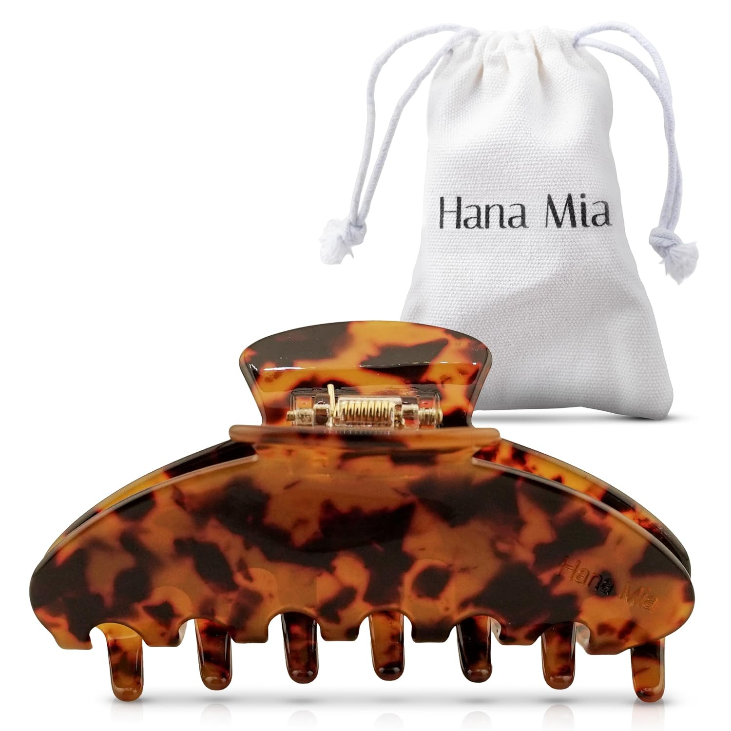 Hana Mia Large Tortoiseshell Claw Clip, 4 Inch Acetate Hair Clip for Women | Amazon (US)