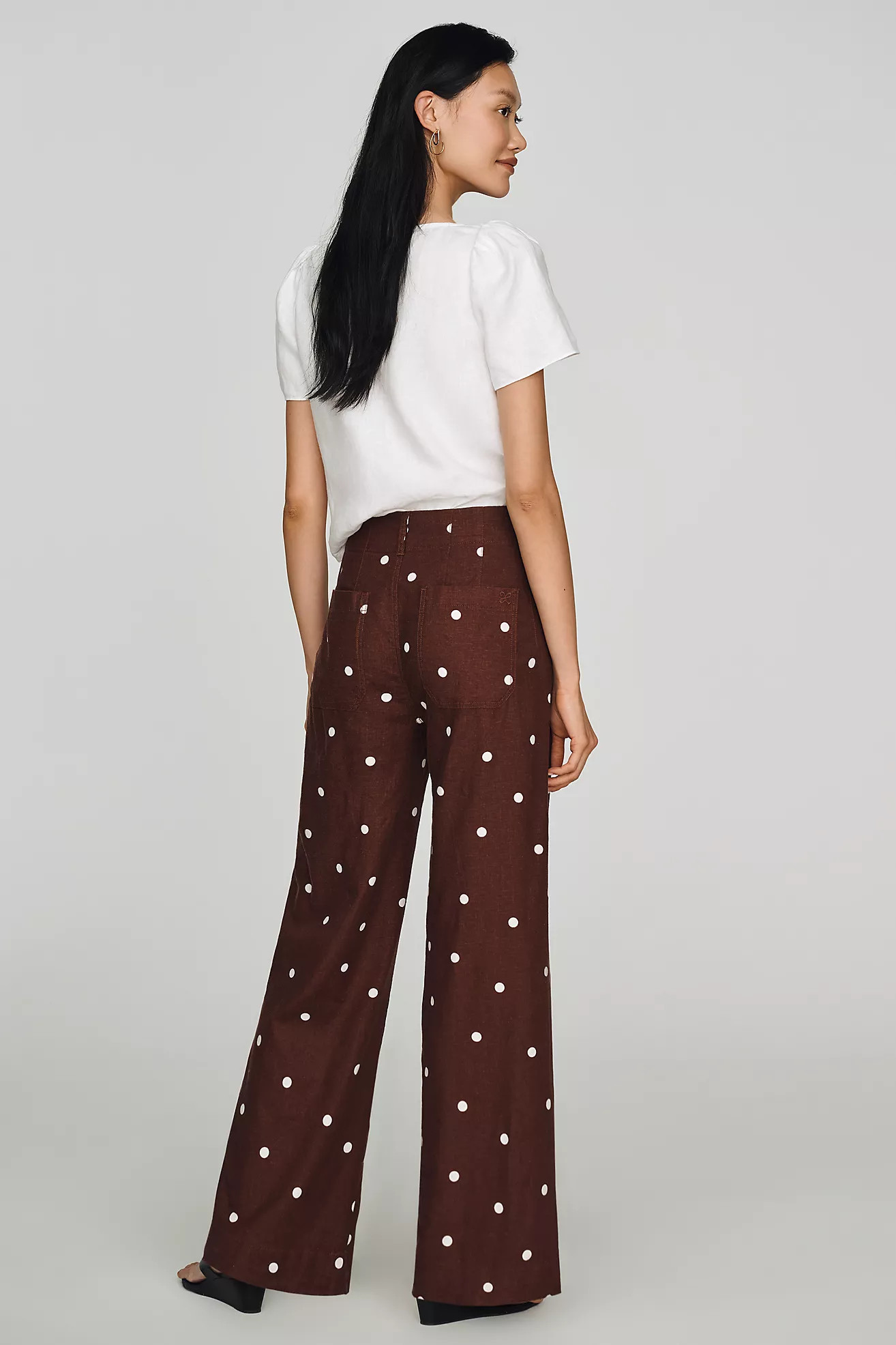 Maeve Colette Linen Stretch High-Rise Wide-Leg Pants | Anthropologie (US)